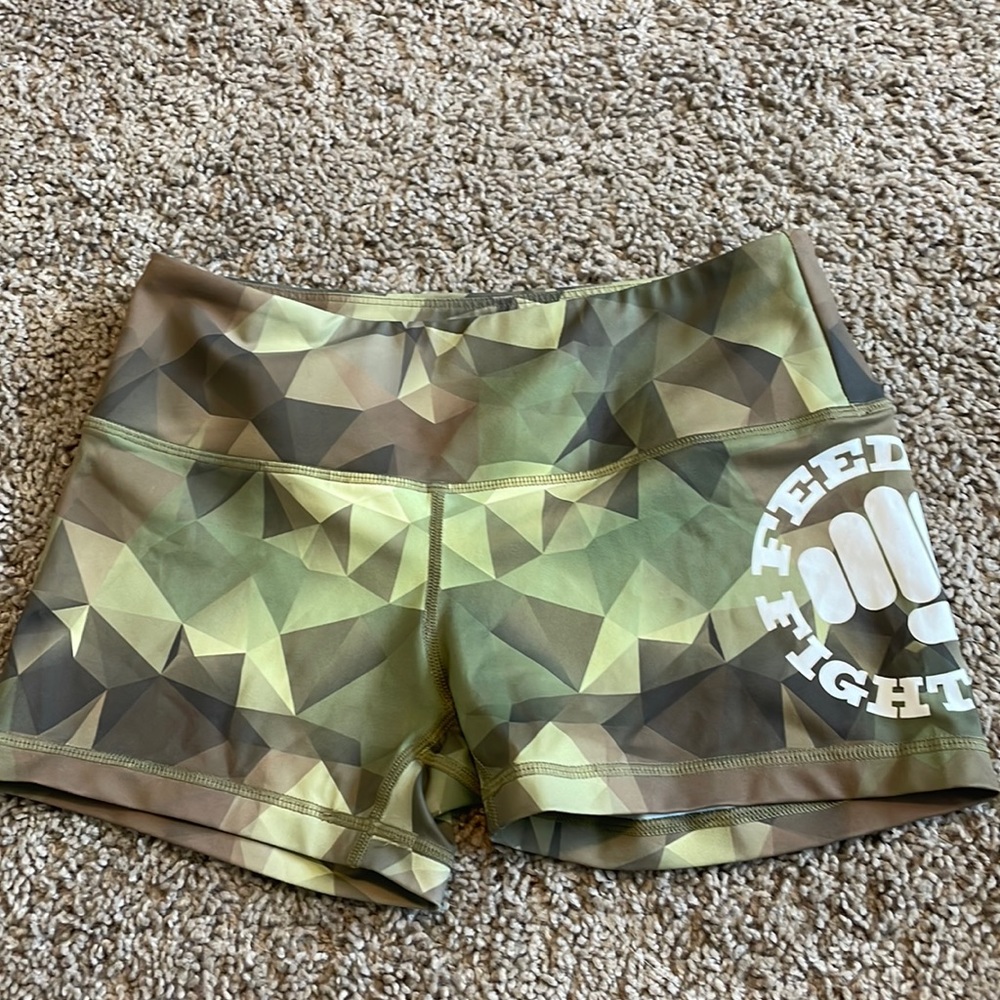 Feed me fight me workout shorts XS